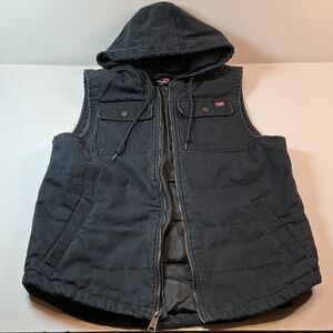 Wrangler Workwear Hooded Insulated Vest Men’s Medium Black Full Zip